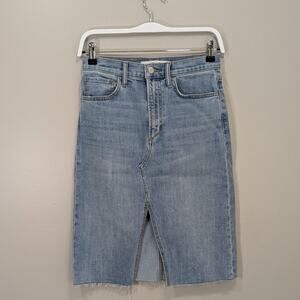Joe's Jeans Denim Skirt Tatiana High Rise Midi Raw Edge Current Classic Size 26